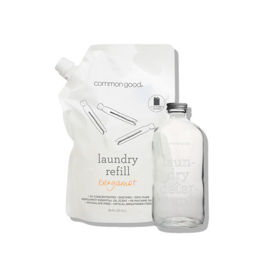 Laundry Detergent Refill Pouch and Glass Bottle Set
