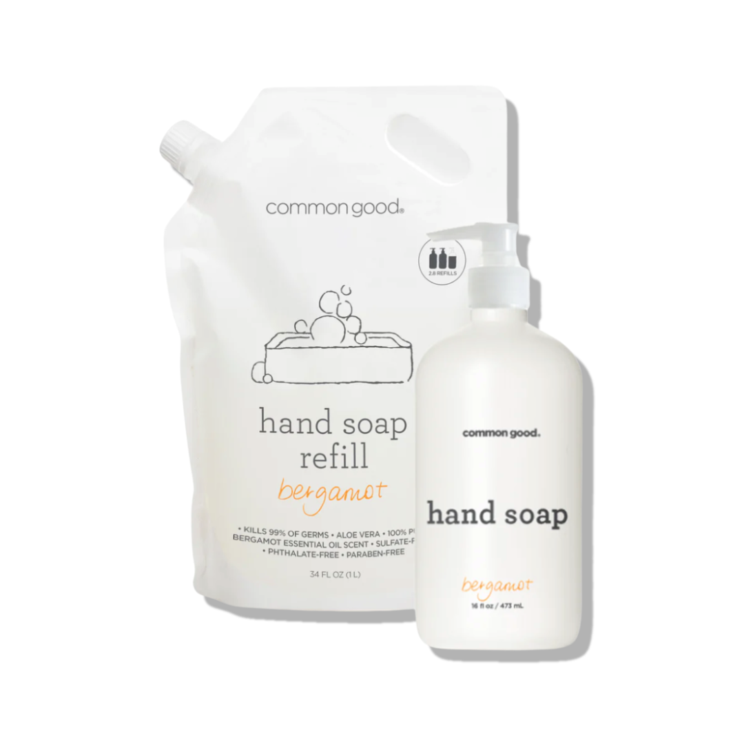 Hand Soap Refill Pouch and Plastic Bottle Set