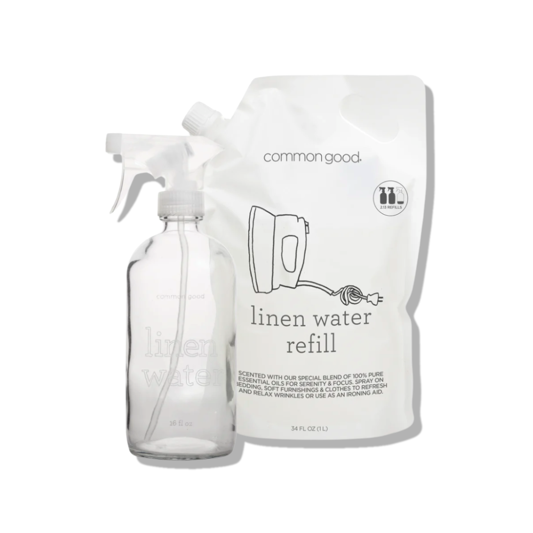 Linen Water Refill Pouch and Glass Bottle Set
