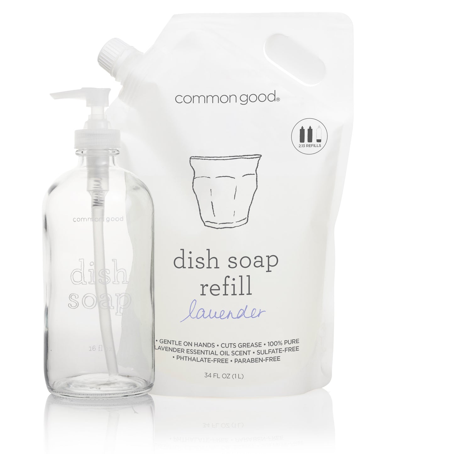 Dish Soap Refill Pouch and Glass Bottle Set