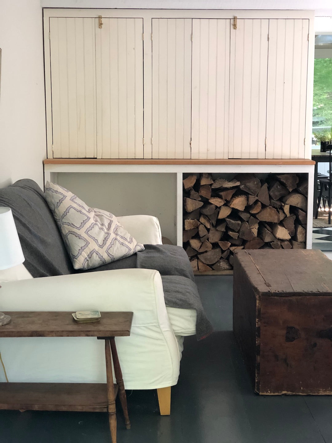 Fall Styled Living Room with Firewood