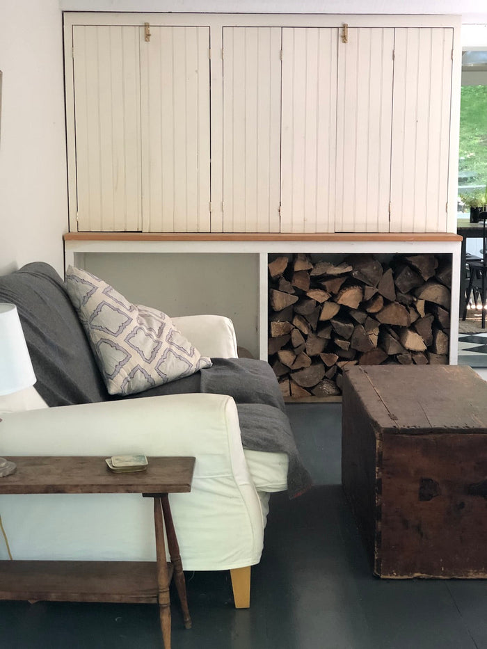 Fall Styled Living Room with Firewood