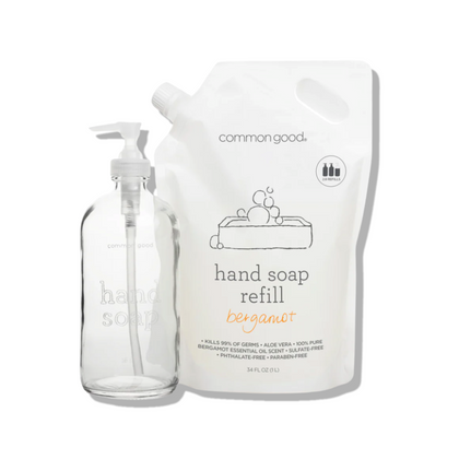 Hand Soap Refill Pouch and Glass Bottle Set - Common Good