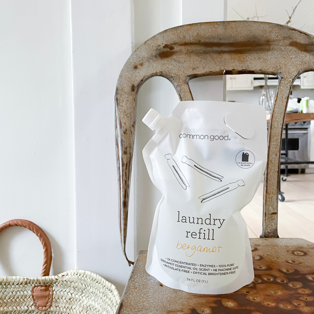 Laundry Detergent Refill Pouch and Glass Bottle Set