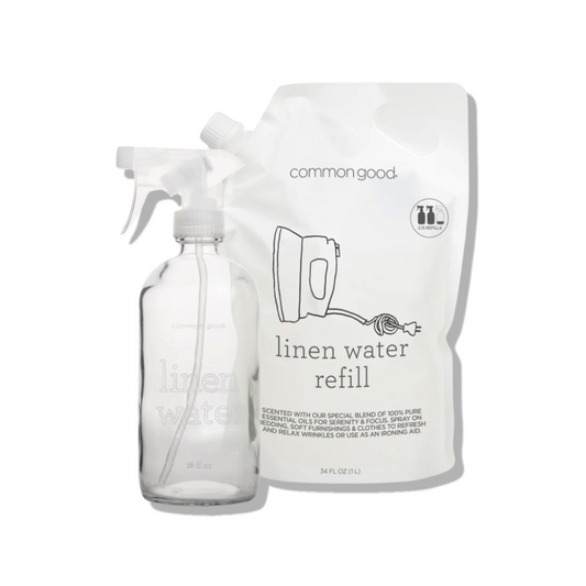 Linen Water Refill Pouch and Glass Bottle Set