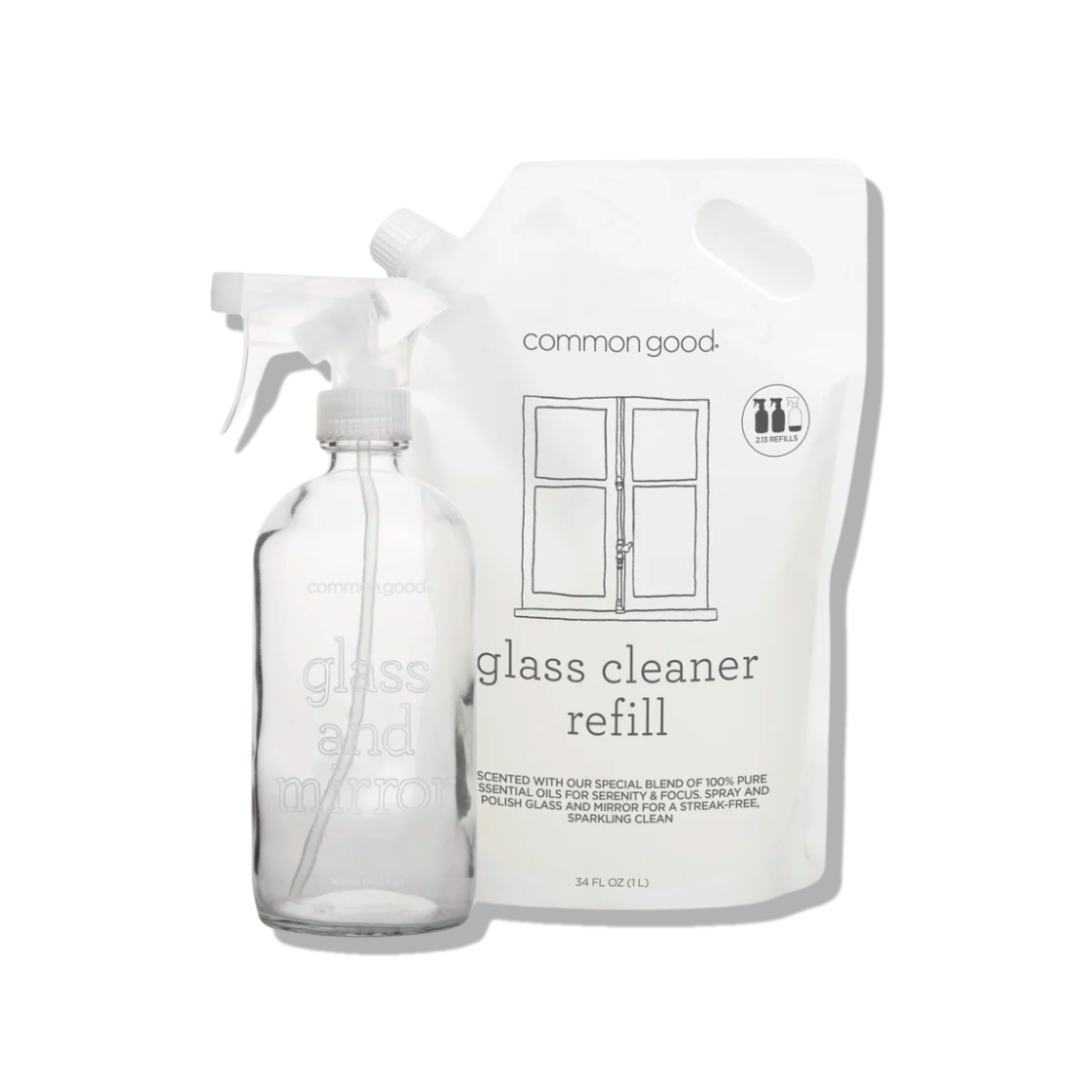 Glass Cleaner Refill Pouch Glass Bottle Set