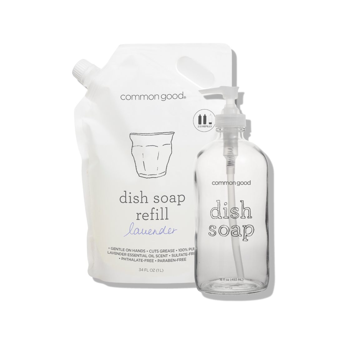 Dish Soap Refill Pouch and Glass Bottle Set