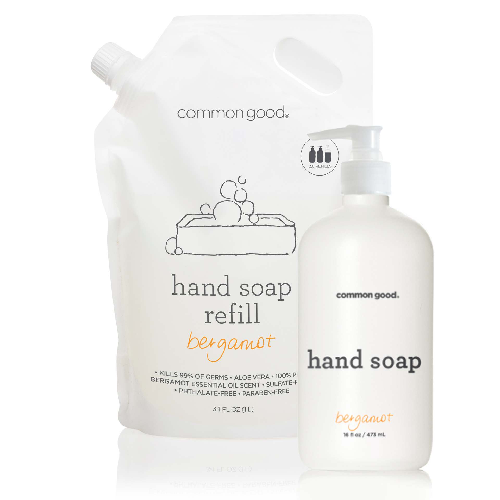 Common Good Hand Soap Refill Pouch and Bottle Set