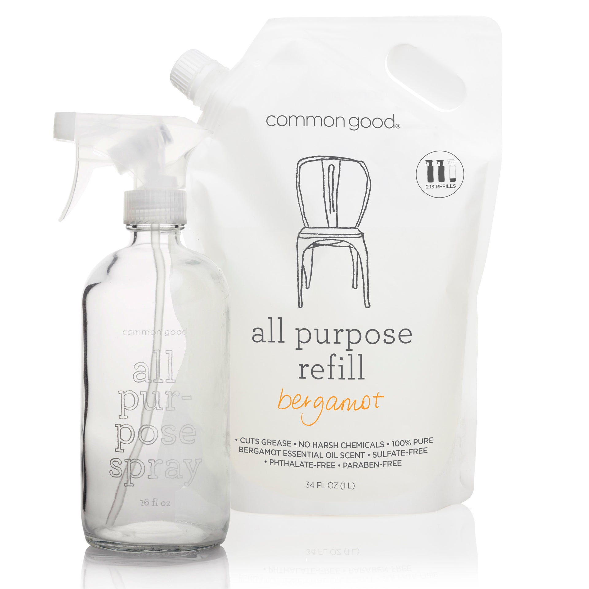 All Purpose Cleaner Refill Pouch Glass Bottle Set