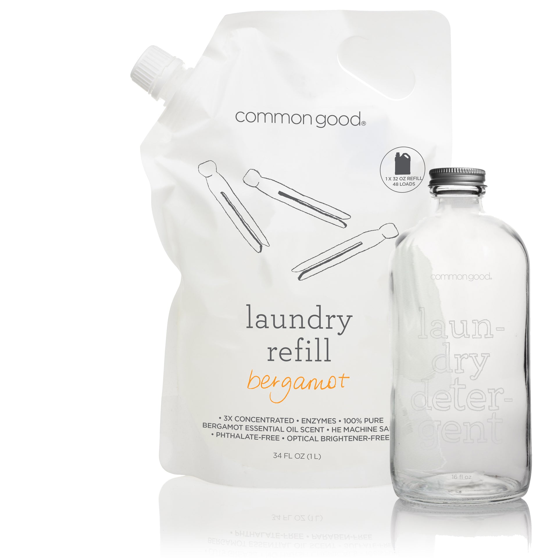 Laundry Detergent Refill Pouch Glass Bottle Set