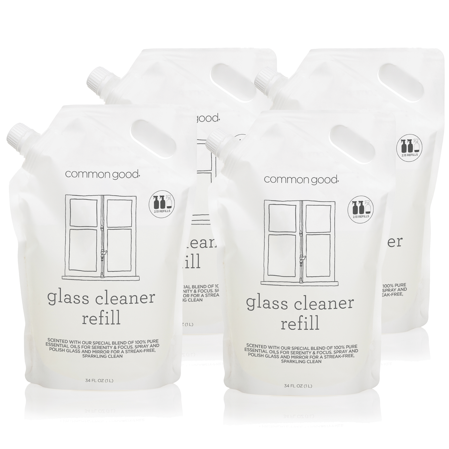 Glass Cleaner Refill Pouch, 34 Fl Oz