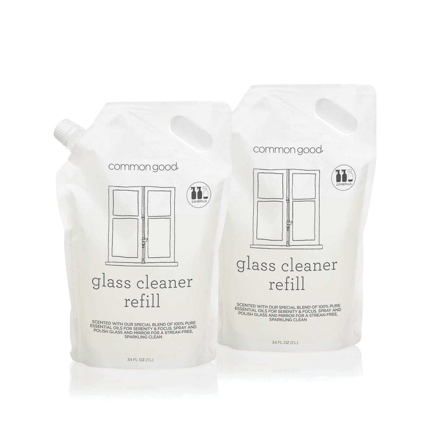 Glass Cleaner Refill Pouch, 34 Fl Oz