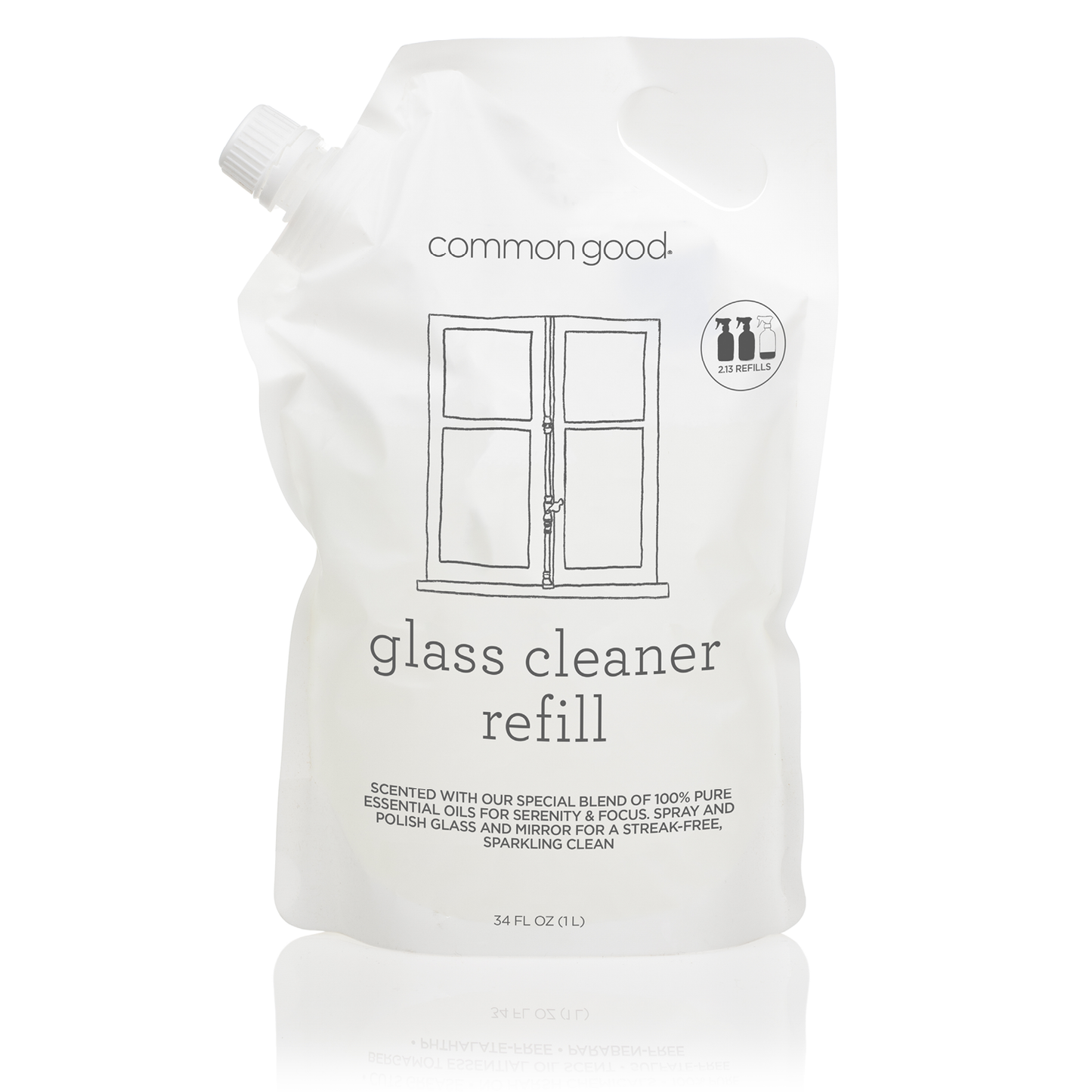 Glass Cleaner Refill Pouch, 34 Fl Oz